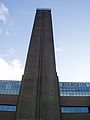 View looking up the chimney of Tate Modern