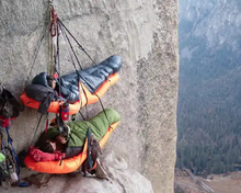 Climbers using a 'hanging bivouac' at Camp 5 on The Nose The Nose El Capitan Camp 5 Hanging Bivy.webp