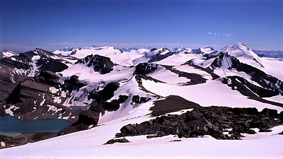 The Wapta Icefield from Mistaya Mountain summit