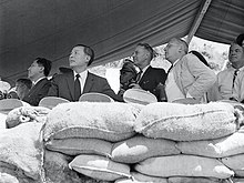 Taylor (center) and Rostow (right) in South Vietnam with Nguyen Dinh Thuan (left front) Thuan Taylor Rostow.jpg