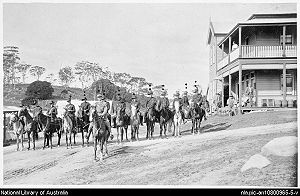 Tilba Rifle Brigade approx 1904-1906 Clem Bate officer in front. Taken in Main Street of Central Tilba Tilba Rifle Brigade.jpg