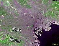 Tama River, in a Landsat photo of the Tokyo area