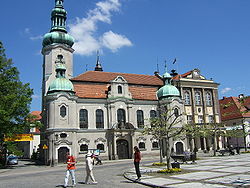 Lutheran church and town hall in Pszczyna