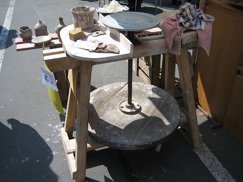 pottery kick wheel used