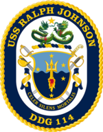 Военный корабль США Ральф Джонсон (DDG-114) Crest.png