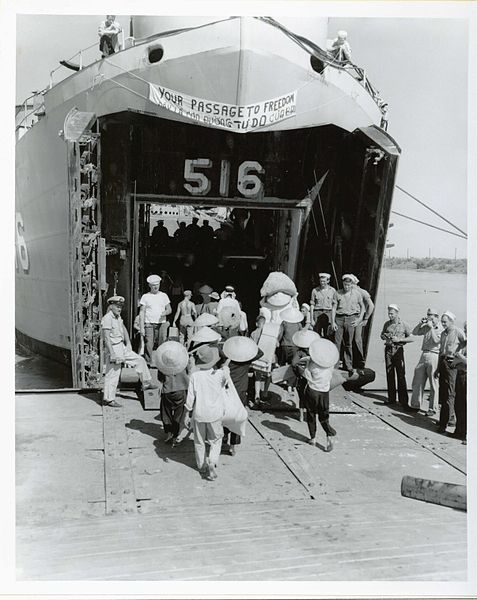 File:US Navy 030630-N-0000X-001 Vietnamese refugees board LST 516 for their journey from Haiphong, North Vietnam, to Saigon, South Vietnam during Operation Passage to Freedom, October 1954.jpg