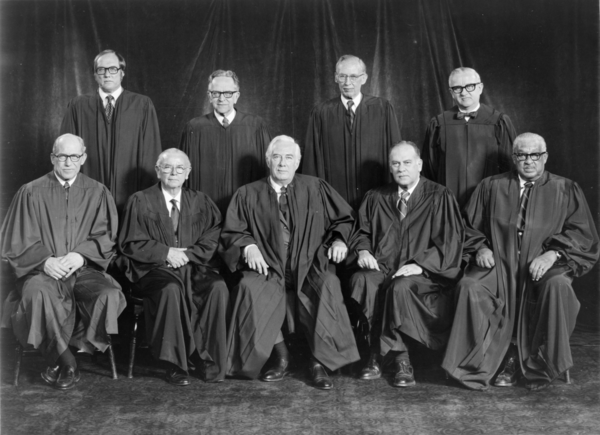 Justices of the Supreme Court of the United States, 1976. Marshall is in the bottom row, first from the right.