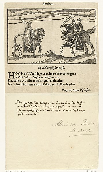 File:Uitnodiging tot het bijwonen van de uitvoering van Samuel Costers toneelstuk Iphigenia, 1617, RP-P-OB-80.825.jpg