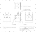 A urine-diverting toilet in a timber frame structure.