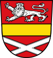 Gemeinde Burgoberbach In Rot ein goldener Balken, darüber ein herschauender, schreitender, silberner Löwe, darunter ein gesenktes silbernes Andreaskreuz.