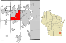 Lokasi di Waukesha County dan negara bagian Wisconsin.