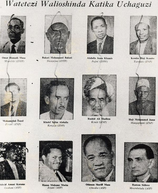 Paper shows photos of ex-government officials defaced after the revolution.