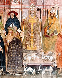 01 Innocent VI, Gil Albernoz & Charles IV (au premier plan, Simone Saltarelli, archevêque de Pise, Césène et Occam).jpg