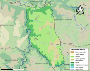 Barevná mapa znázorňující využití půdy.