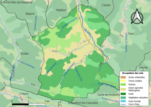 Kolorowa mapa przedstawiająca użytkowanie gruntów.