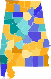 1865 Alabama gubernatorial election results map by county.svg