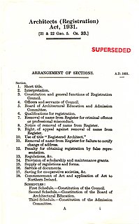 Architects (Registration) Acts, 1931 to 1938