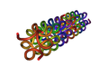 1K6F Kristalna struktura modela trostruke zavojnice kolagena (tip Pro- Pro-Gly103 04)