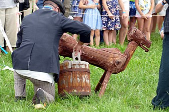 Konopičák dojí kozu, kterou Konopička dostala jako věno