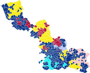 Nuance politique des candidats arrivés en tête dans chaque commune au 2e tour.