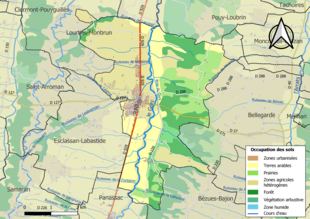 Kolorowa mapa przedstawiająca użytkowanie gruntów.