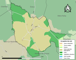 Carte des infrastructures et de l'occupation des sols de la commune en 2018 (CLC).