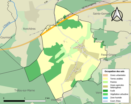 Carte en couleurs présentant l'occupation des sols.