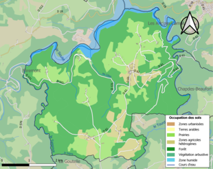 Barevná mapa znázorňující využití půdy.