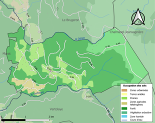 Barevná mapa znázorňující využití půdy.