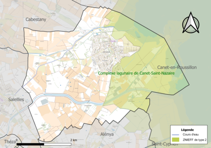 Carte de la ZNIEFF de type 2 sur la commune.