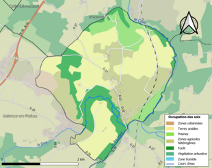 Barevná mapa znázorňující využití půdy.