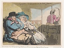 Agreeable companions in a post chaise -- Thomas Rowlandson A Comfortable Nap in a Post Chaise MET DP871924.jpg