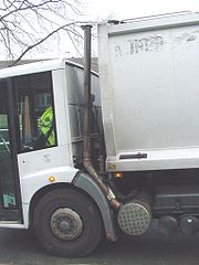 Waste collection vehicle's diesel exhaust pipe