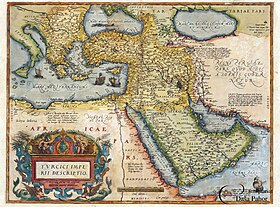 Osmanlı imperiyasının xəritəsi, "Theatro d'el Orbe de la Tierra de Abraham Ortelius, Antwerp, 1602", 1570-ci ildə nəşr olunub.