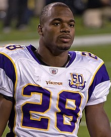 Adrian Peterson led the league in rushing in the 2008, 2012, and 2015 seasons.