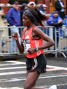Alice Chelangat of Kenya was the 2006 women's race winner Alice Chelangat at the 2007 Boston Marathon.jpg