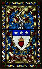 The arms of the Earl of Douglas stained glass in the King's Old Building Arms of the Earl of Douglas in the King's Old Building, Stirling Castle.jpg