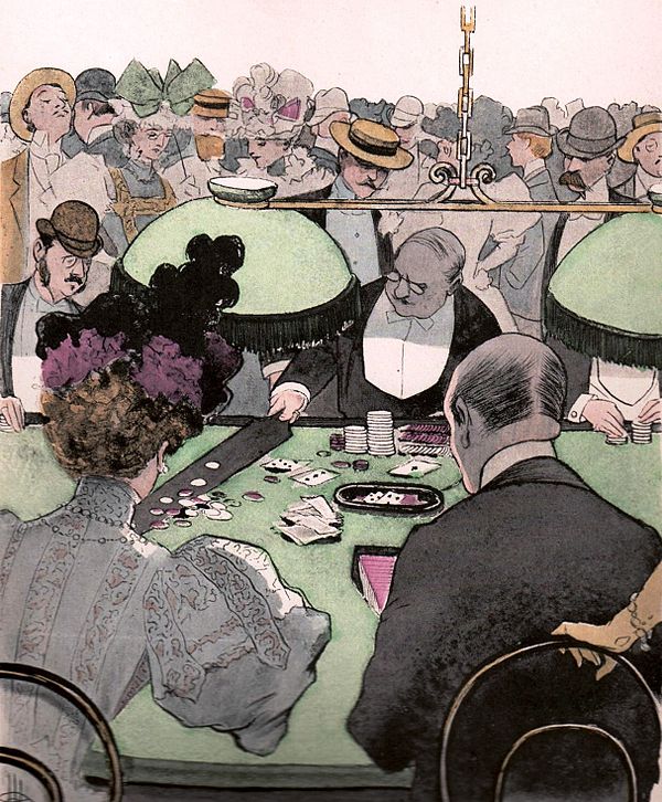 1897 illustration of baccarat players