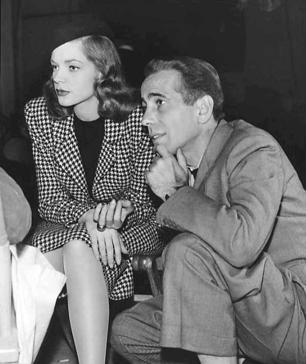 Bogart and Bacall on the set during filming