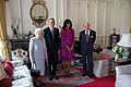 President Barack Obama and First Lady Michelle Obama with Queen Elizabeth II and Prince Philip, Duke of Edinburgh in the Windsor Castle, 2016.