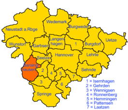 Barsinghausens beliggenhed i Region Hannover