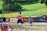 Deutsch: Beachhandball Europameisterschaften 2019 (Beach handball Euro); Tag 1: 2. Juli 2019 – Männer, Vorrunde Gruppe C, Schweiz-Ukraine 2:1 (22:23, 17:14, 9:6) English: Beach handball Euro; Day 1: 2 July 2019 – Men Preliminary Round Group C – Switzerland-Ukraine 2:1 (22:23, 17:14, 9:6)