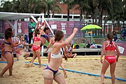 Deutsch: Beachhandball bei den Olympischen Jugendspielen 2018; Tag 5, 10. November 2018; Mädchen, Platzierungsrunde - Amerikanisch-Samoa-Türkei 0:2 English: Beach handball at the 2018 Summer Youth Olympics at 11 October 2018 – Girls Consolation Round – American Samoa-Turkey 0:2