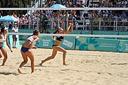 Deutsch: Beachvolleyball bei den Olympischen Jugendspielen 2018; Tag 11, 17. Oktober 2018; Jungen, Spiel um Platz 3 – USA (Devon Newberry/Lindsey Sparks)-Norwegen (Emilie Olimstad/Frida Berntsen) 1:2 (21–1/13–21/9–15) English: Beach volleyball at the 2018 Summer Youth Olympics at 17 October 2018 – Bronze Medal Match – USA (Devon Newberry/Lindsey Sparks)-Norway (Emilie Olimstad/Frida Berntsen) 1:2 (21–1/13–21/9–15)