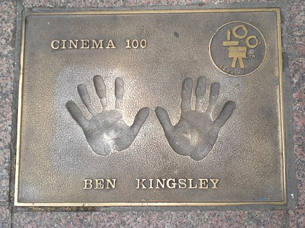 Kingsley's handprints at Leicester Square, London