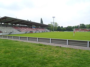 The main stand in the Eintracht Stadium on Heideweg