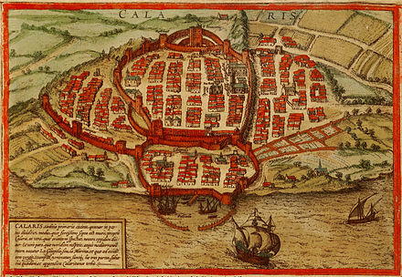 View of Cagliari from Civitates orbis terrarium (1572) by Georg Braun