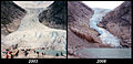 Briksdalsbreen in 2003 and 2008