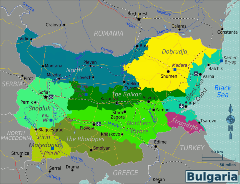 Карта болгарии на русском языке