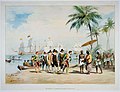 Arrival of the De Houtman on the beach of Banten]]